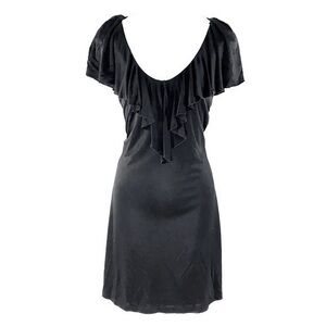 WHBM black jersey ruffle front dress Small S Y21